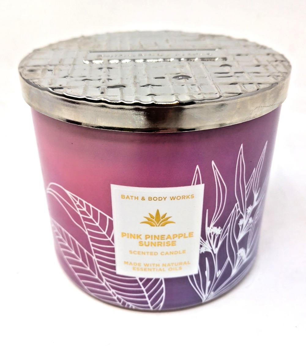 Bath & Body Works Pink Pineapple Sunrise 3 Wick Candle Brand New 411g 14.5 oz